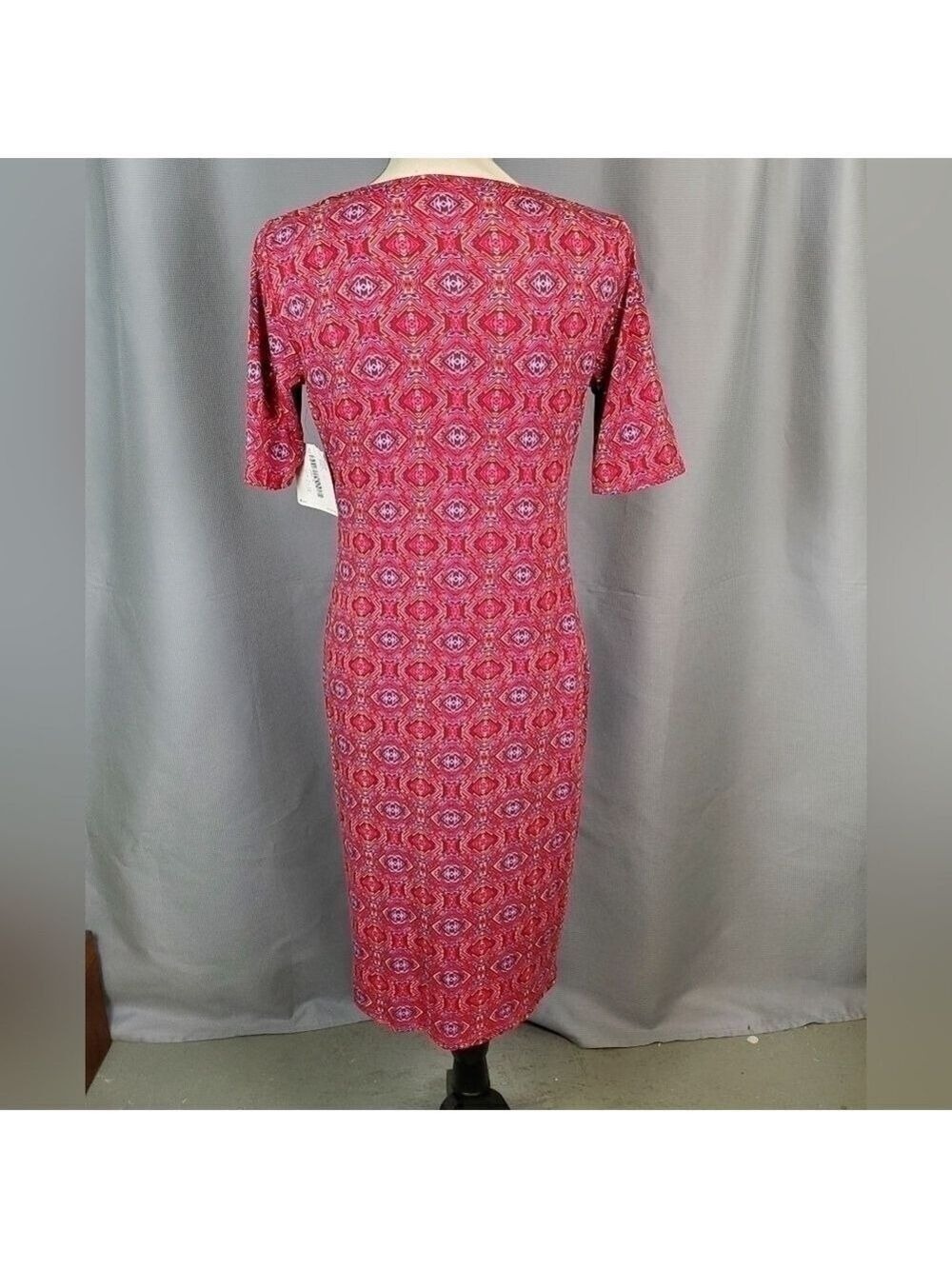 NWT Lularoe Julia, maroon, blue, and cream geometric pattern, size S - Picture 2 of 5